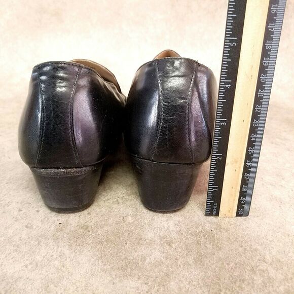 Giorgio Brutini Womens 244611 Size 7 Black Leather Slip On Loafer 2" Block Heels - Picture 7 of 10